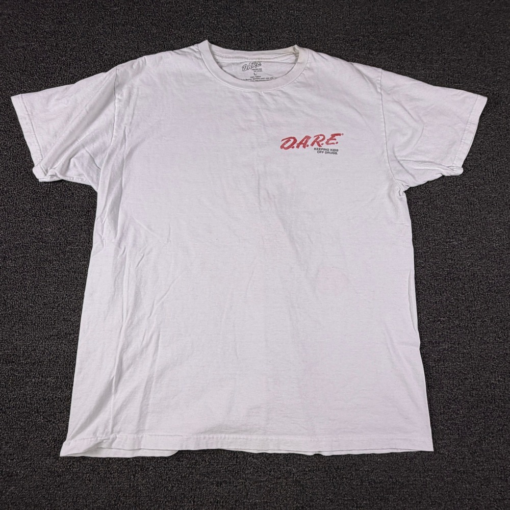 D.A.R.E. T-Shirt Mens L Daren the Lion White Basketball Graphic D.A.R.E. EUC